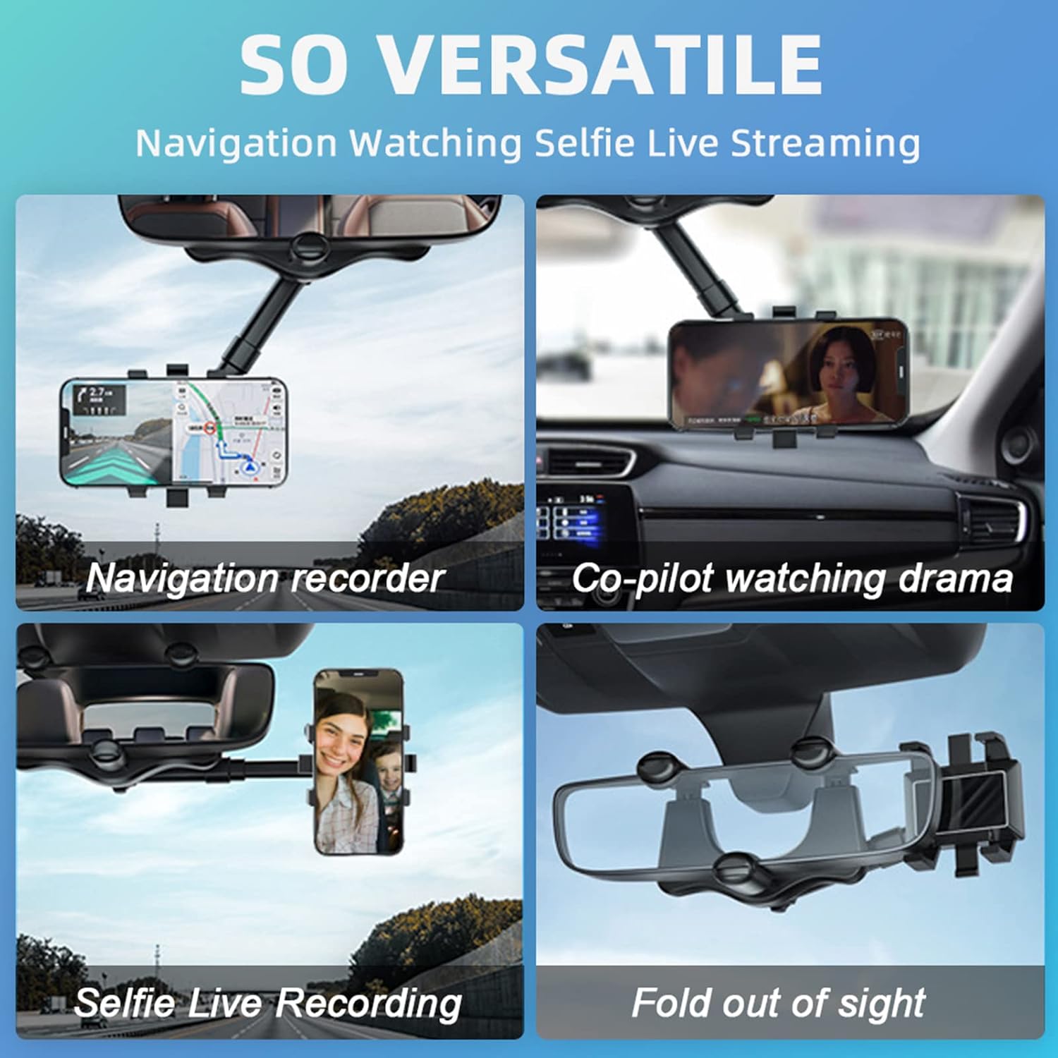 Soporte para teléfono con espejo retrovisor para automóvil