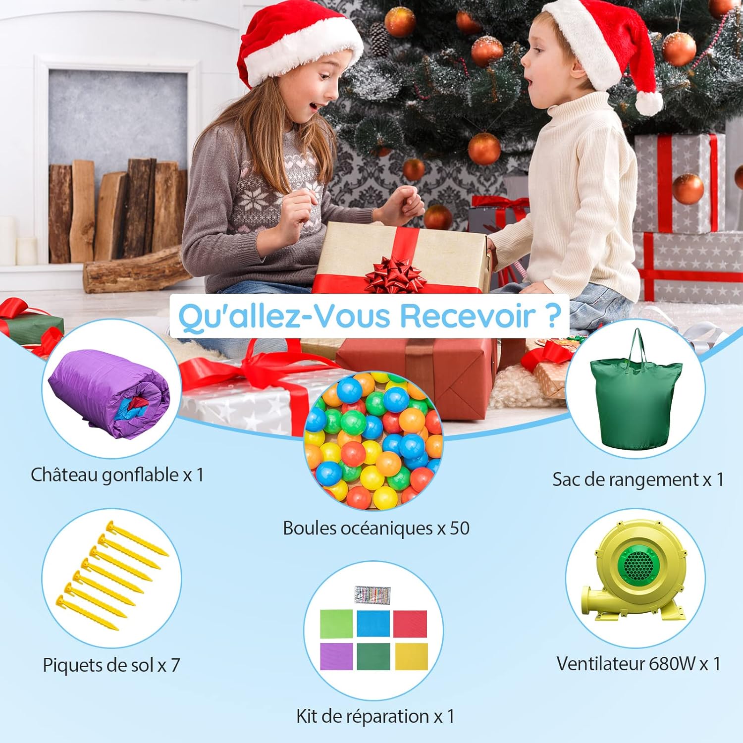 COSTWAY Château Gonflable 5 En 1 Avec Toboggan, Maison De Rebond Gonflable Avec Mur D'escalade, Piscine à Balles, Charge 180kg, Intérieur Exterieur Pour 4 Enfants De 3-10 Ans (avec Souffleur 680W) -Pas Cher Clair Jardin Magasin AAHKMJXYDAFdJAOAIMEbOAchlkWZ0oakZn uVZ0mPidMNbILvCvspZ4oG3fPgIqc1P3Tle zU0olLmHdhSJrK0 h8R9sRQ2Th5m7vU2SJ0AIkQ==