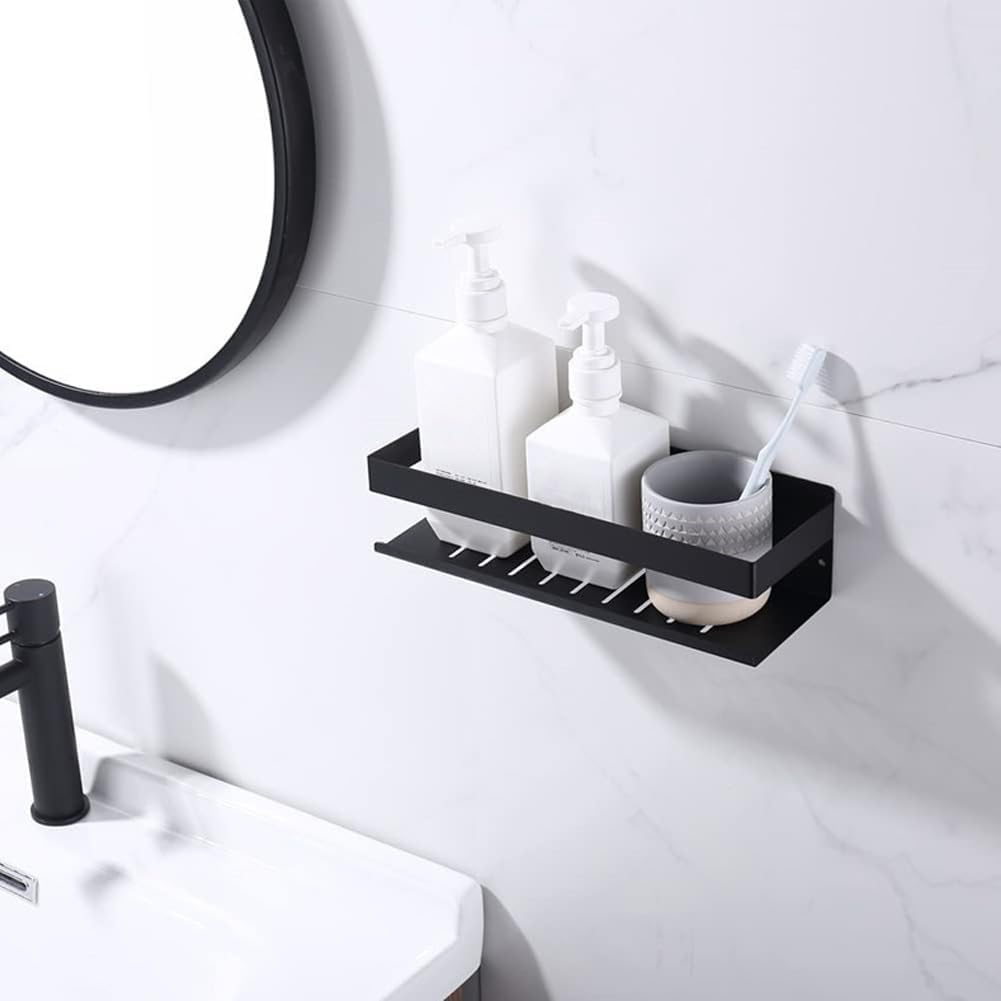 Set di 2 cestini per doccia angolari, mensola da bagno senza foratura