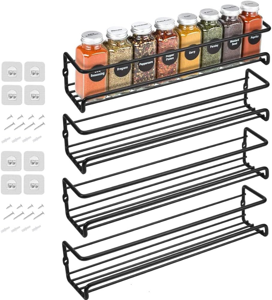 Lot De 4 étagères à épices En Métal à Fixation Murale Avec Adhésif Ou à Visser, Noir -Promos Gout Cuisine Boutique AAHKMJXYDAFdJAOAIMEbOAchlkWZ0oakZn uVZ0mPidMNbILvCvspZ4oG3fPgIqc1P3VlHJOF9IWMrnlaTiR4ji31bCMdLvFsmd8A 4TsLcfyw==