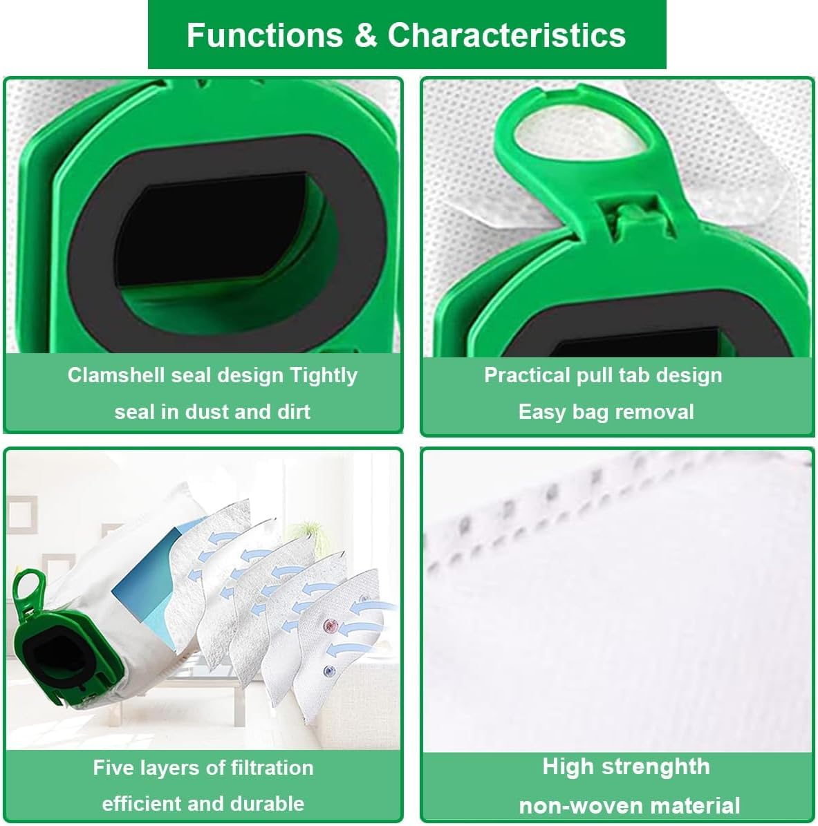 Lot De 10 Sacs D'aspirateur + 2 Filtres Moteur Compatibles Vorwerk Kobold VB100, FP100