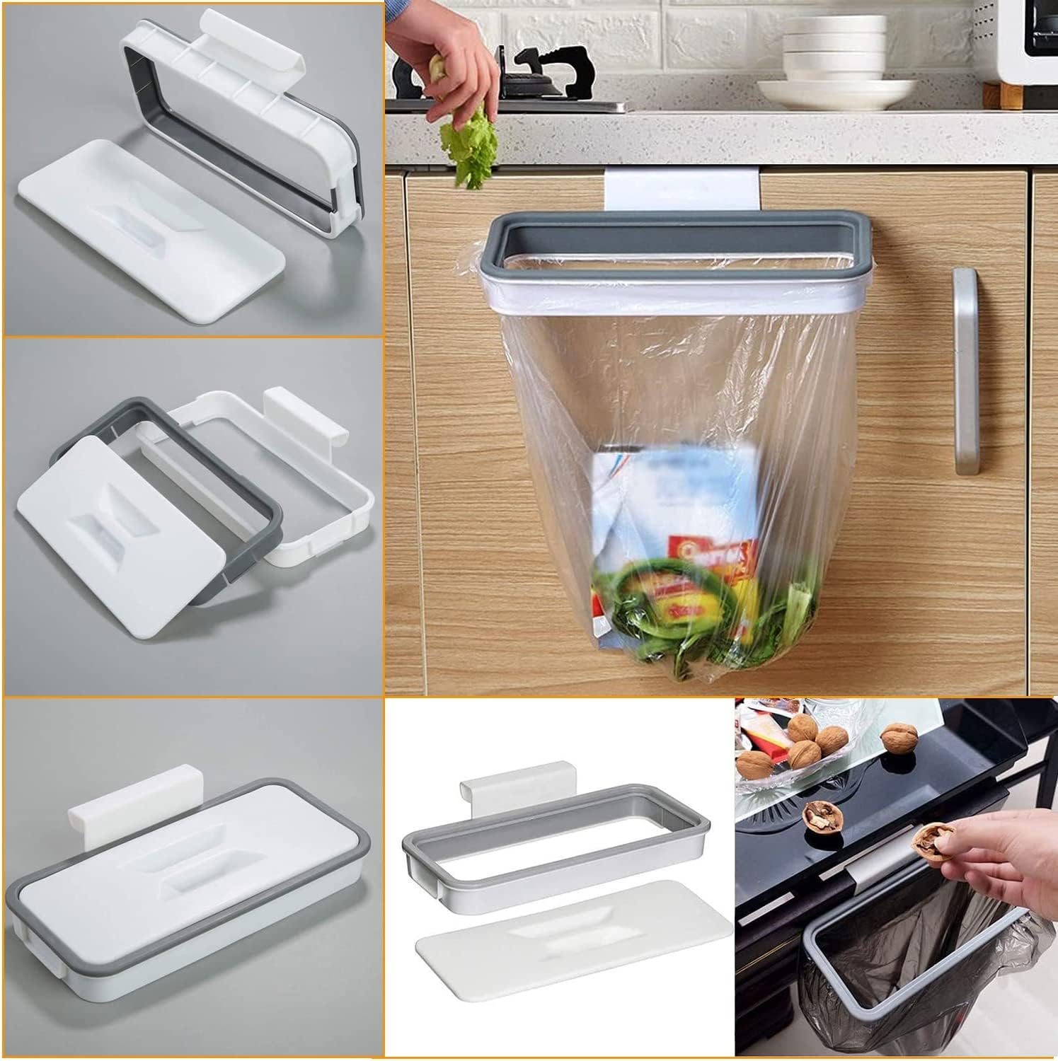 Porta Sacchetti Per Spazzatura In Acciaio Inox - Aggancio Ad Anta O Armadio - Senza Fori - Supporto Per Bustine