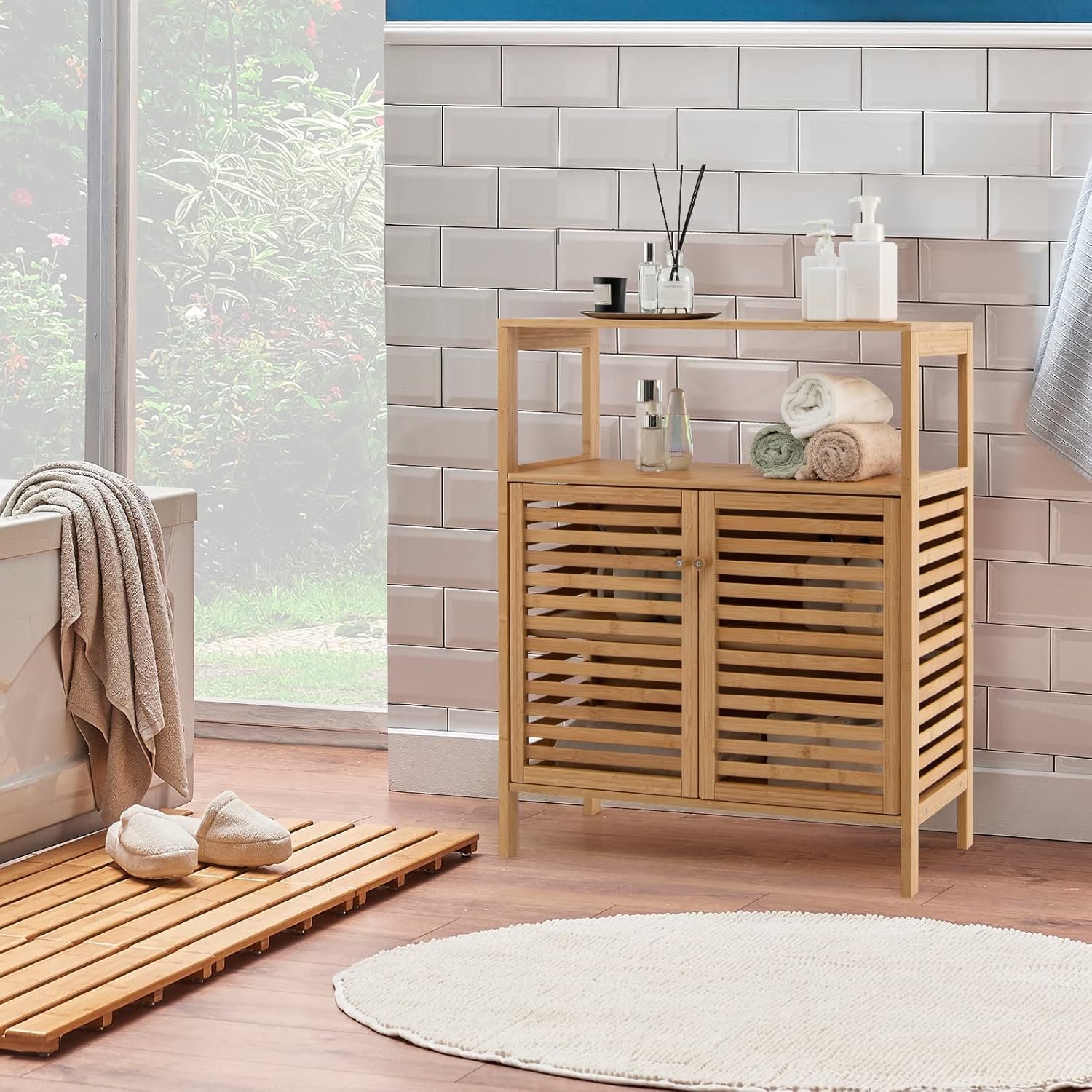 COSTWAY Meuble Salle De Bain En Bambou/Rangement De Salle De Bain-Étagère Amovible Et 2 Portes Persiennes-64x27,5x80cm Naturel -Songmics Soldes Magasin AAHKMJXYDAFdJAOAIMEbOAchlkWZ0oakZn uVZ0mPidMNbILvCvspZ4oG3fPgIqc1P3 7xESMJQb