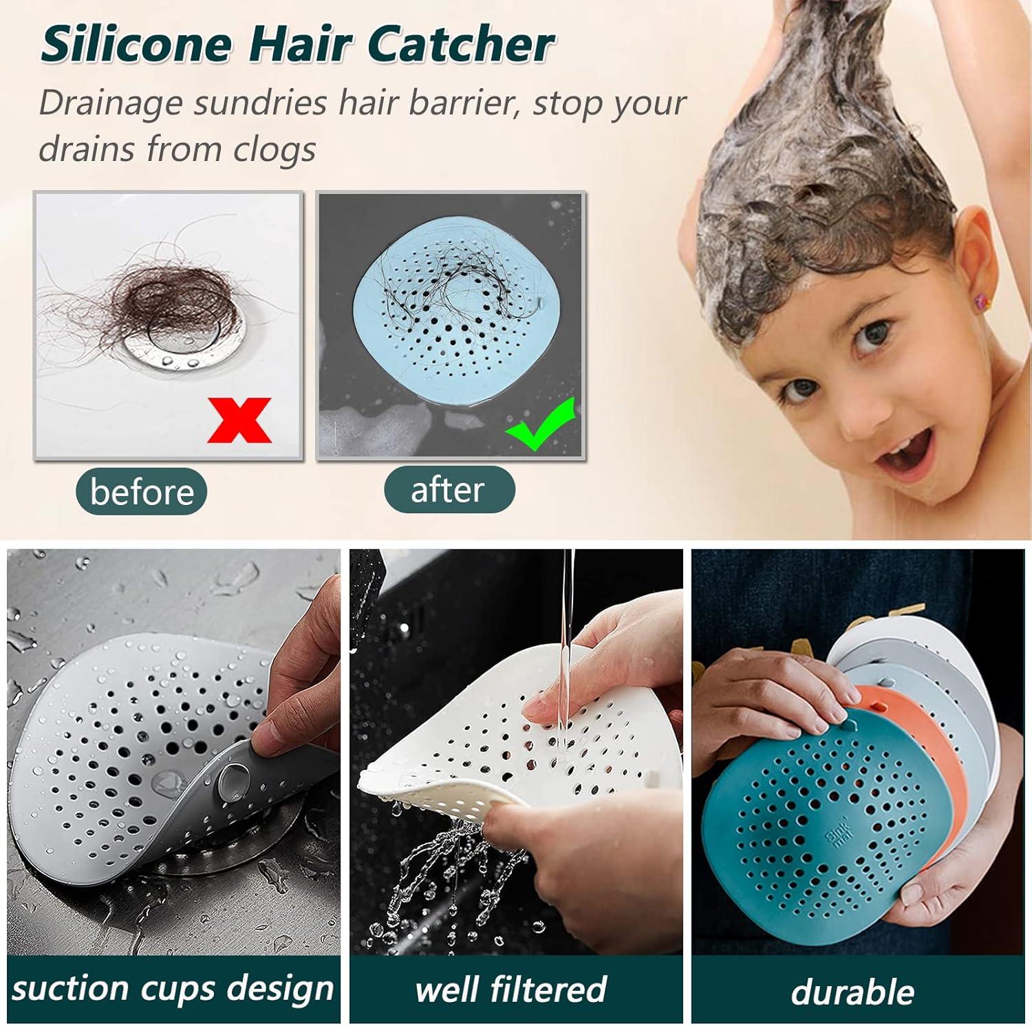 Filtre Cheveux Douche - Attrape Cheveux Protections De Vidange En Silicone Avec Ventouse, Pour évier De Douche, Baignoire - 5CPS -Promos Gout Cuisine Boutique AAHKMJXYDAFdJAOAIMEbOAchlkWZ0oakZn uVZ0mPidMNbILvCvspZ4oG3fPgIqc1P3ao BeYtvS y78 epgZDXnVepKzEGnn6ksJPP3 imMSg==