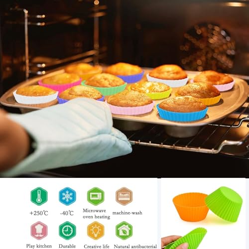 Lot De 2 Moules à Muffins Silicone En Forme De Cœur - 24 Cavités (5,7x5,5 Cm), Sans BPA - Pour Four, Micro-ondes, Congélateur