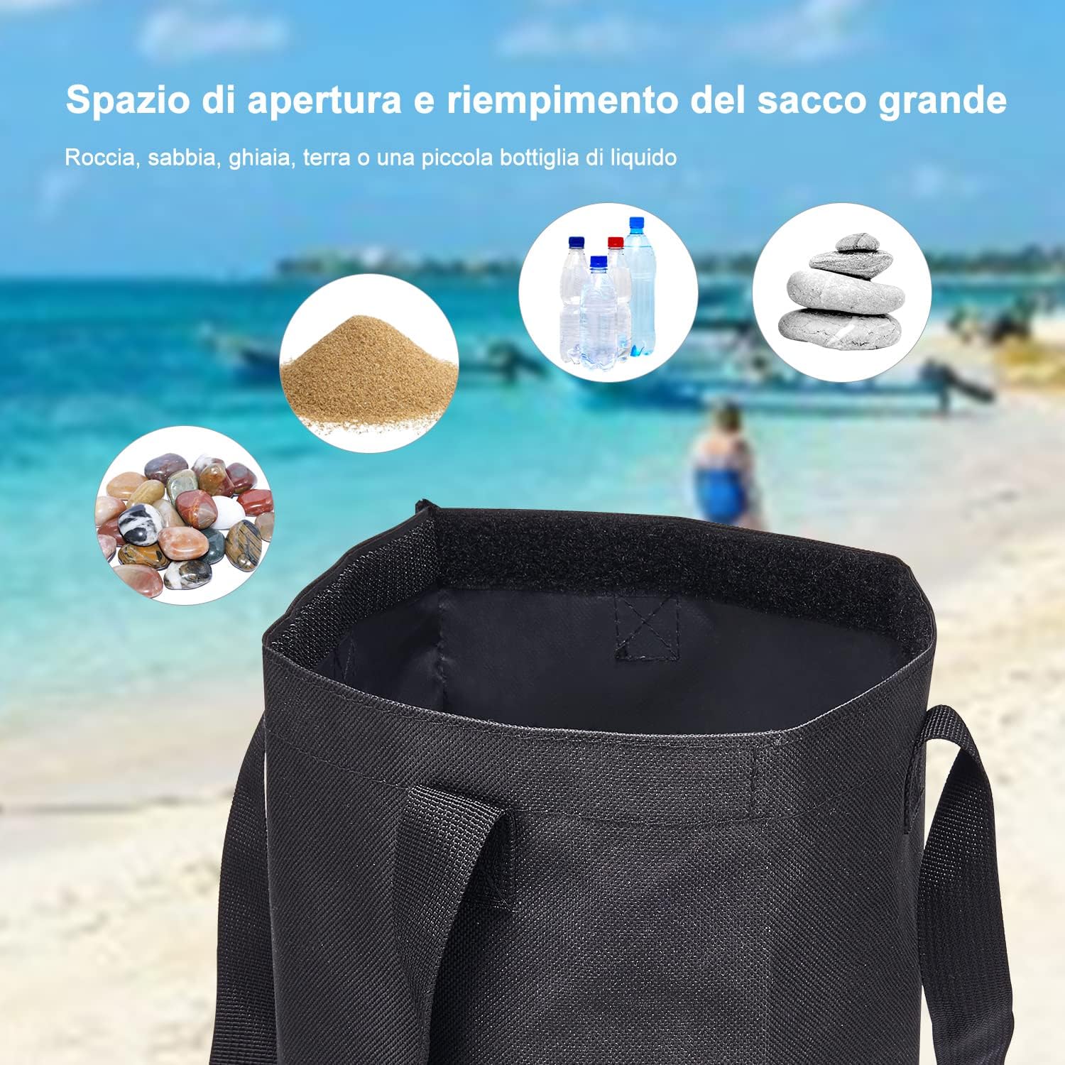 Borsa Pesi Per Ombrello TKSE | Base Pieghevole In PVC | Capacità 7kg Acqua - Foto 14