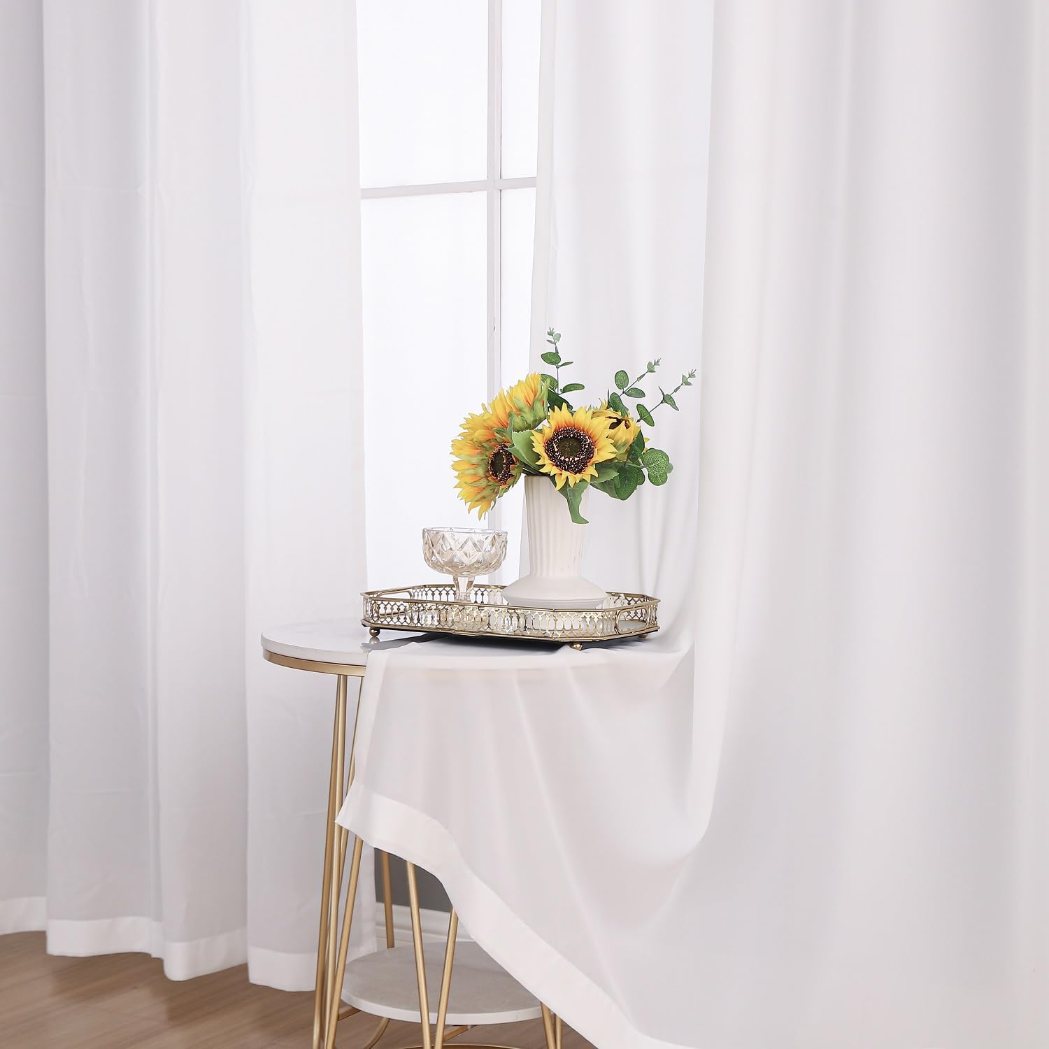 Lot De 2 Rideaux D'Extérieur Transparents à Passants 220 X 155 Cm - Blanc Pour Gazebo Et Terrasse