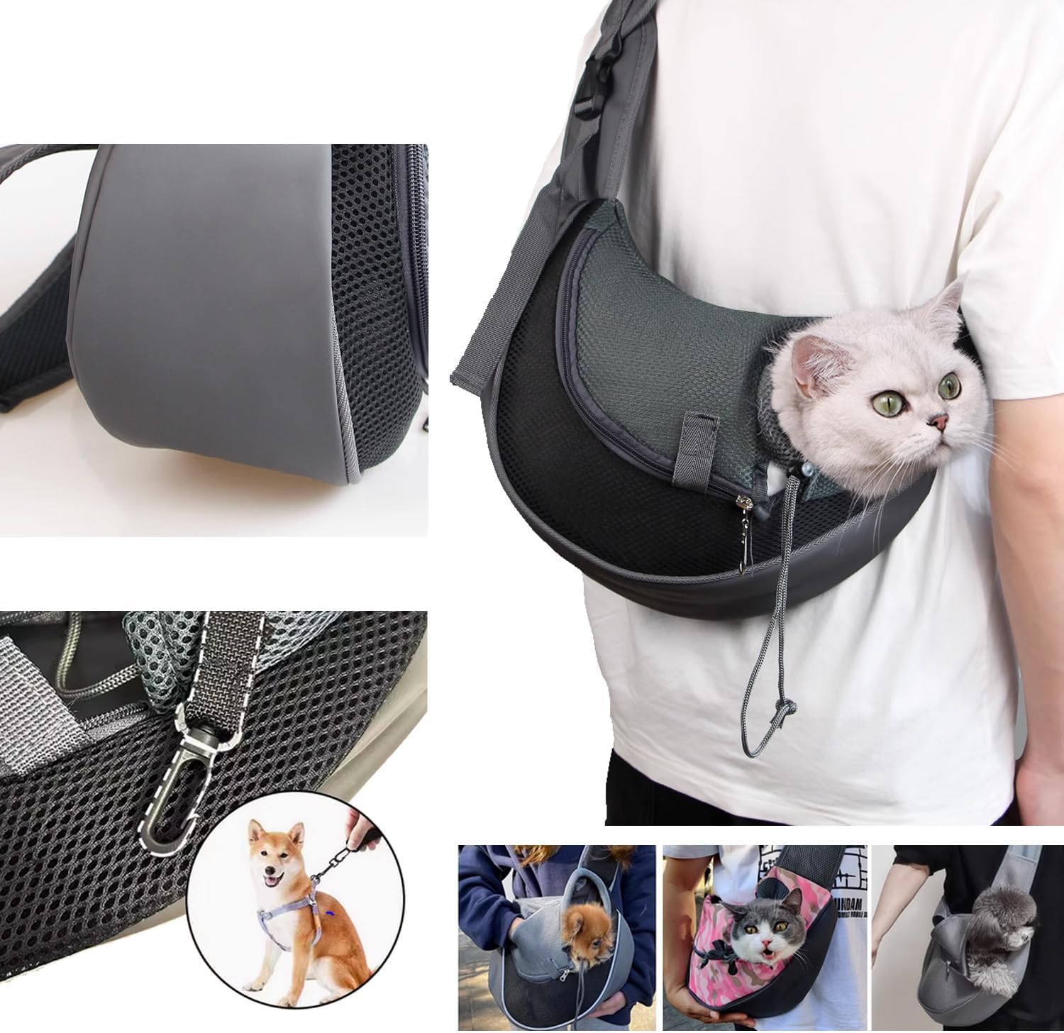 NATUYA Pet Sling Carrier Small Dog Sling Cat Carrying Bag Adjustable