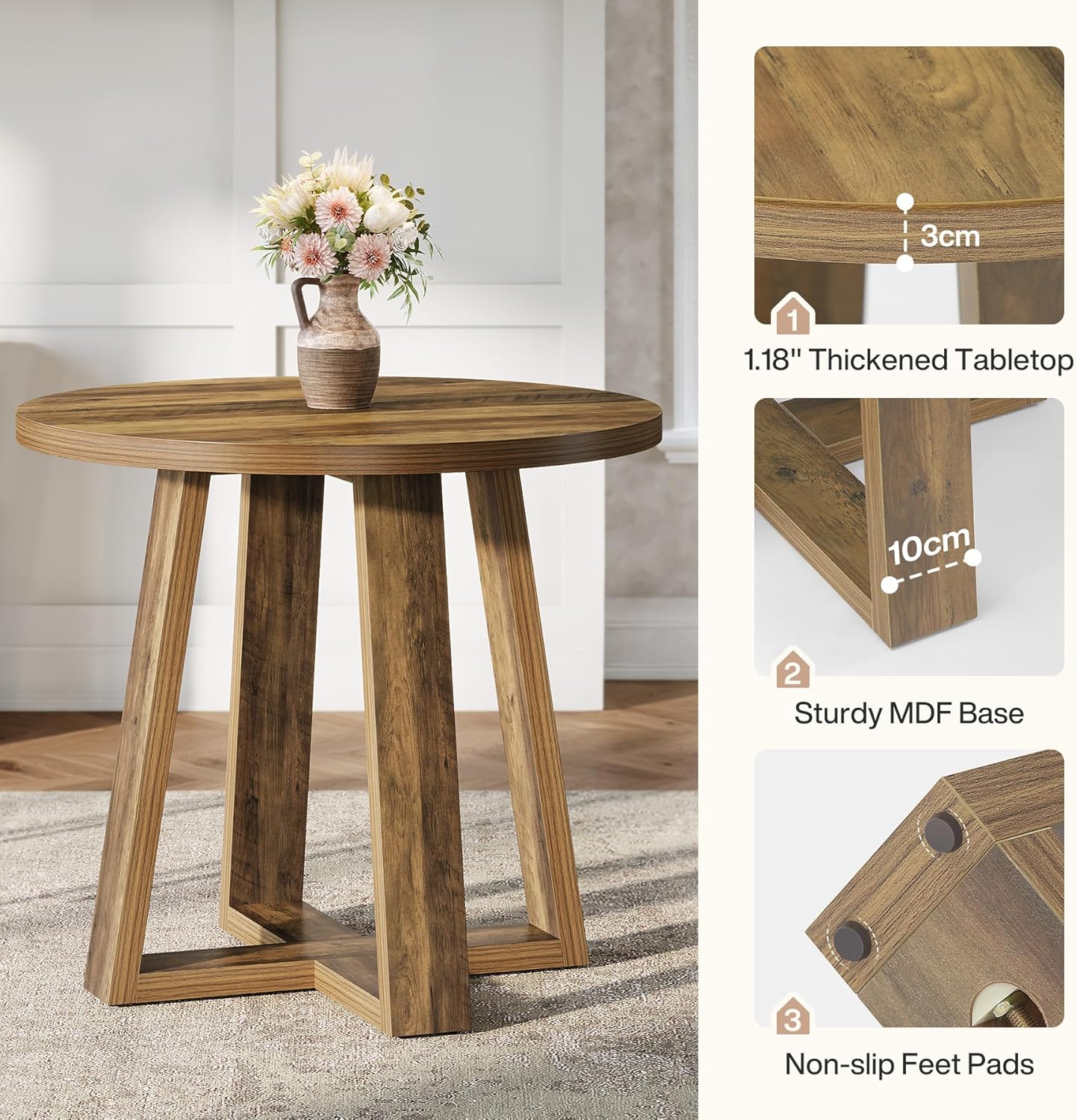 Small Round Dining Table for 2-4 People