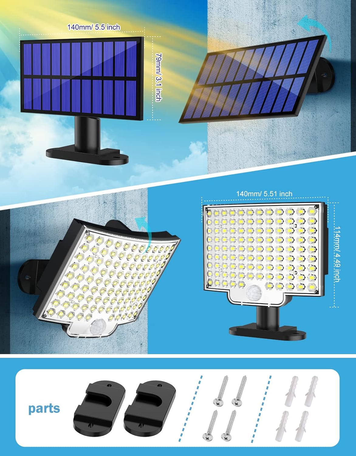 Lampes Solaires D'extérieur 106 LED Avec Détecteur De Mouvement, étanchéité IP65, Angle D'éclairage 120 °, Applique Murale Solaire Pour Jardin Avec Câble De 5 M -OSRAM || EUROPALAMP Soldes Boutique AAHKMJXYDAFdJAOAIMEbOAchlkWZ0oakZn uVZ0mPidMNbILvCvspZ4oG3fPgIqc1P3q5MUuGGMsvmBYSMSThvGqkrzQLMyiz9C7Y9NZiu3Jaw==
