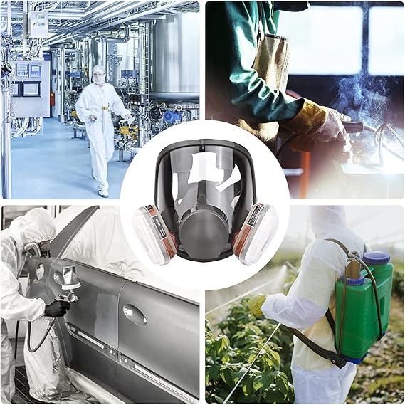 Maschera Antigas Completa Riutilizzabile 16in1 - Respiratore A Pieno Facciale Per Verniciatura, Saldatura E Lavori Industriali