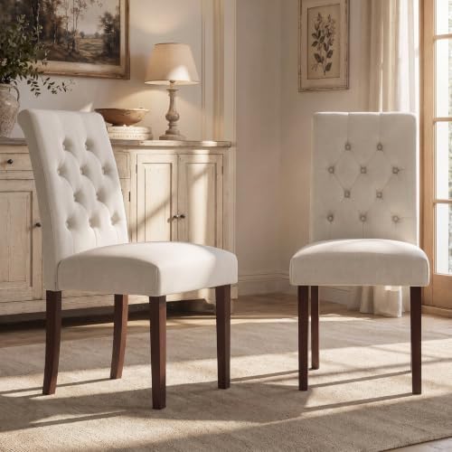 Esszimmerstühle 2er Set, Polsterstühle Beige, Küchenstühle gepolstert
