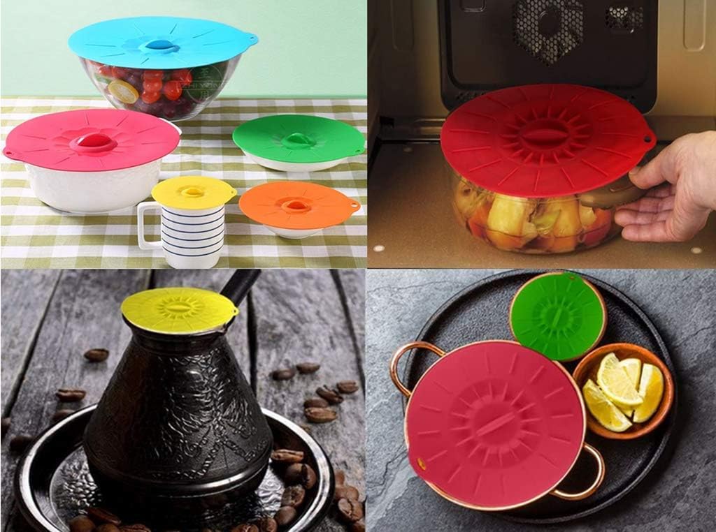 6 Pezzi Coperchio Tazza Silicone Riutilizzabile Coperchi