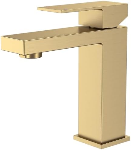 BuntHaus Robinet Lavabo Doré pour Salle de Bains, Mitigeur Lavabo Monocommande, Mitigeur Salle de Bain Réglable Chaud et Froid, Aérateur Amovible