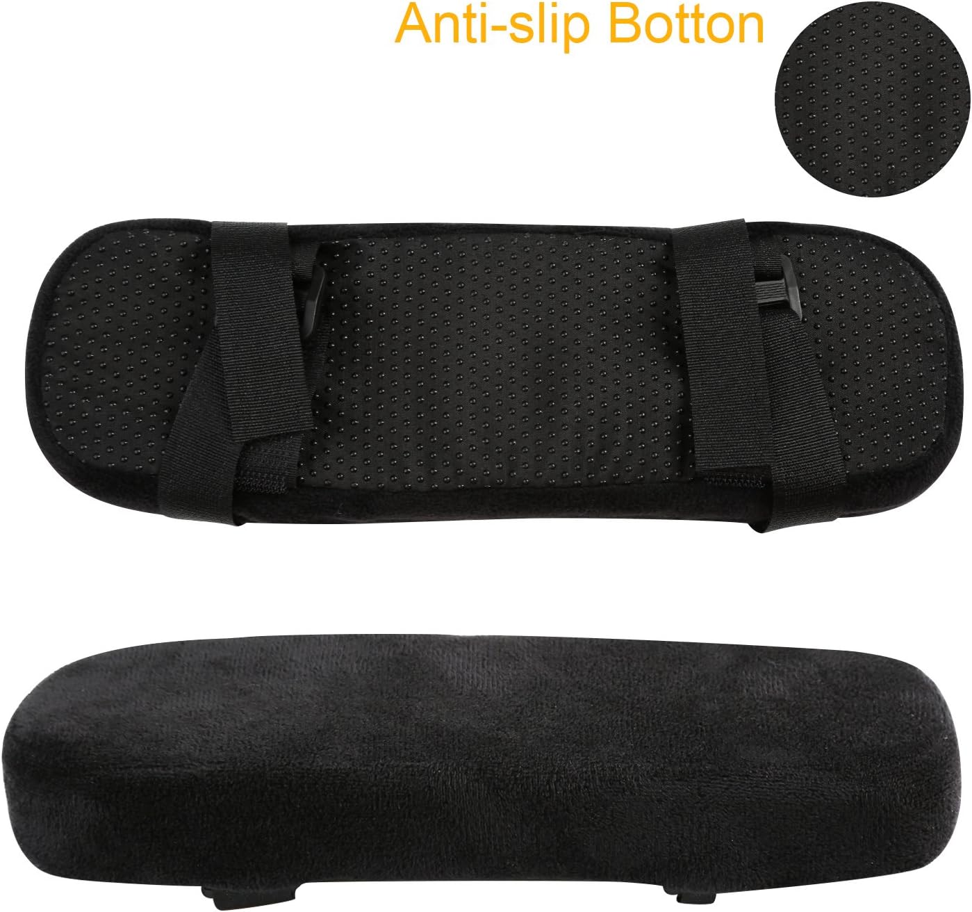 2 Coussinets D'accoudoirs En Mousse Mémoire - Avec Sangle Réglable, Lavables - Pour Chaise De Bureau Ou Gaming