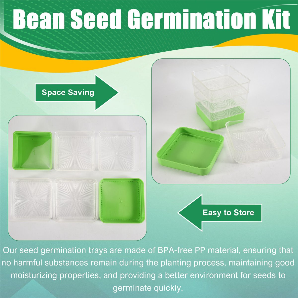 Bean Seed Germination Kit, Micro-Green Plant Growing Tray, Drain Four ...