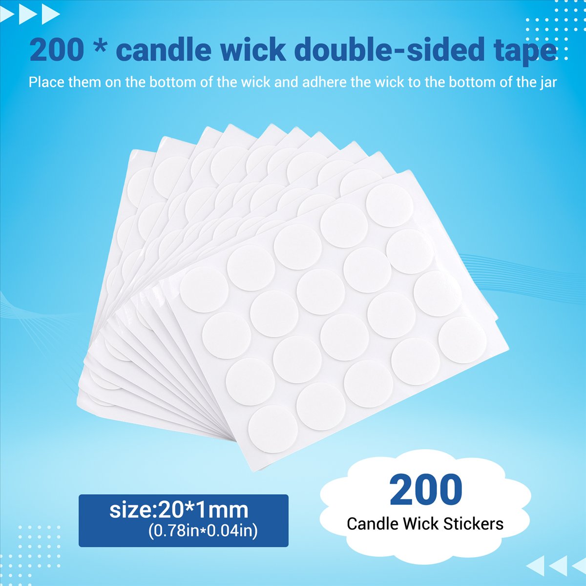 200 Candle Wick Stickers, Made of Heat-Resistant Glue and Stably ...