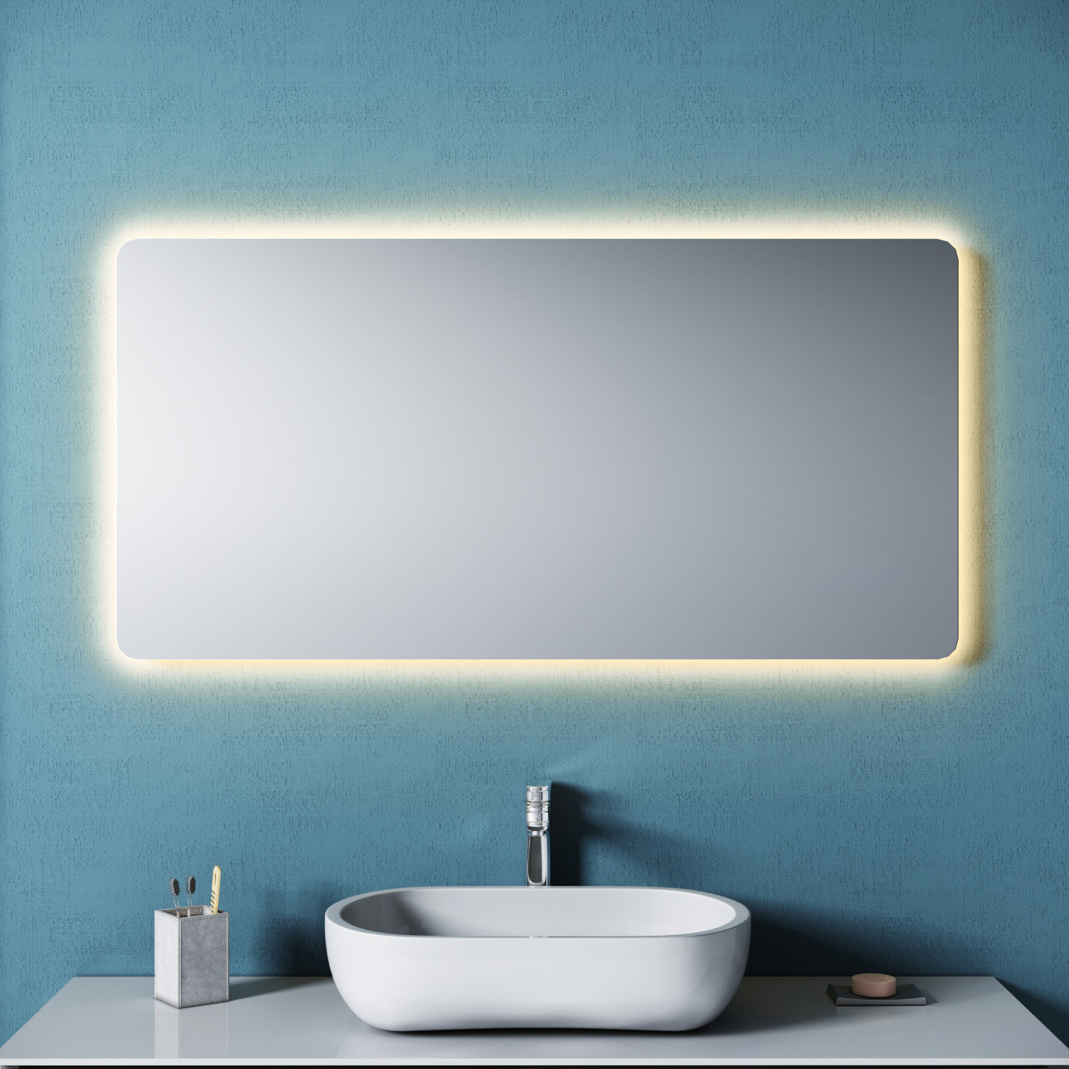 Badspiegel LED 120x60 mit Beleuchtung Wandspiegel Spiegel Lichtspiegel Bad