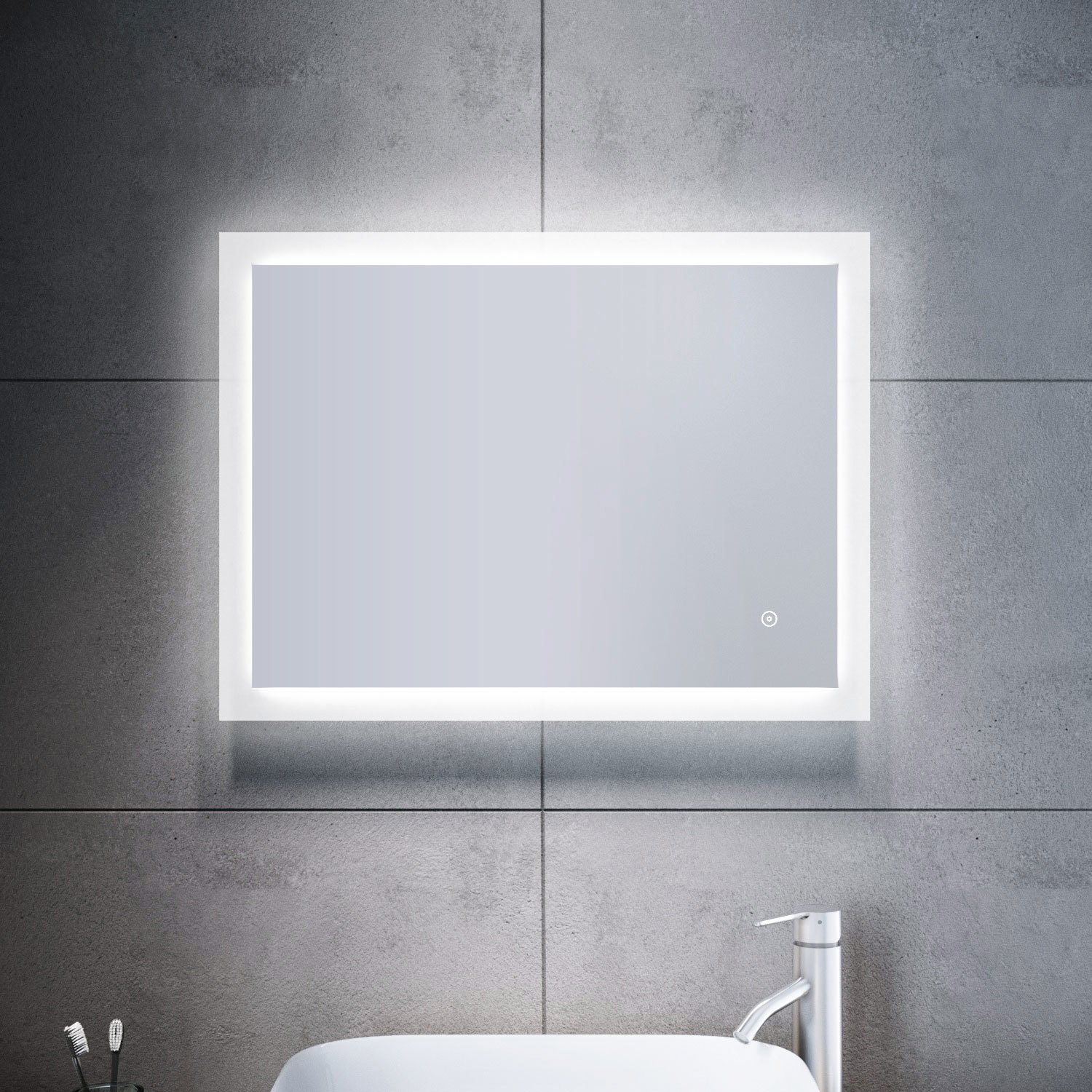 Badspiegel LED mit Beleuchtung Bad Badezimmerspiegel Wandspiegel Touch