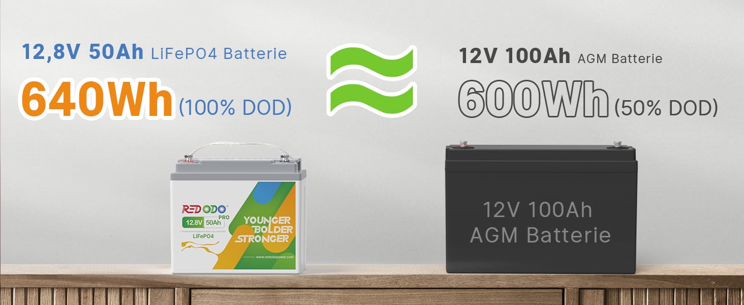 Redodo 12V 50Ah Pro LiFePO4 Batterie