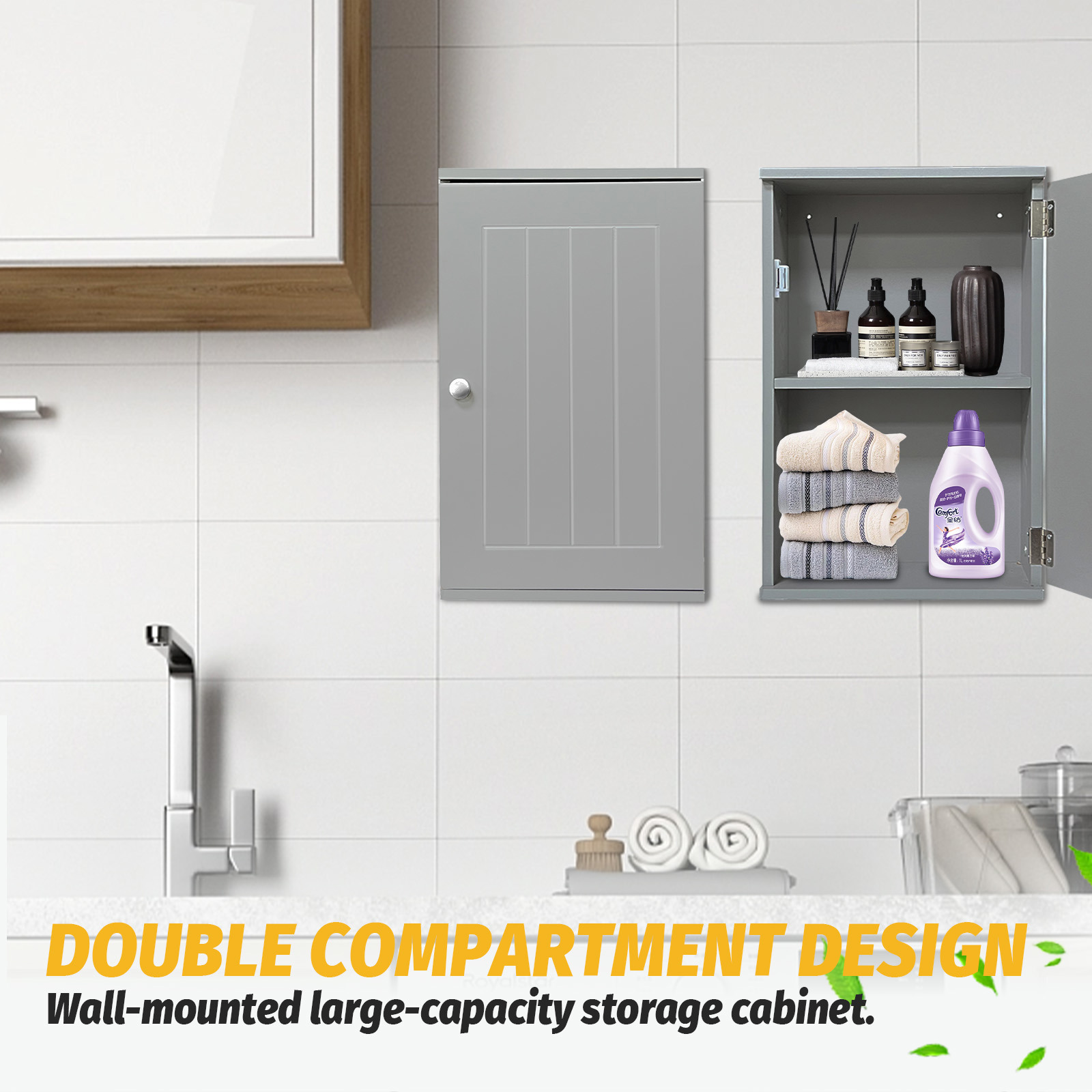 Bathroom Cabinet Single Wall Mounted Bathroom Storage Cabinet Wooden ...