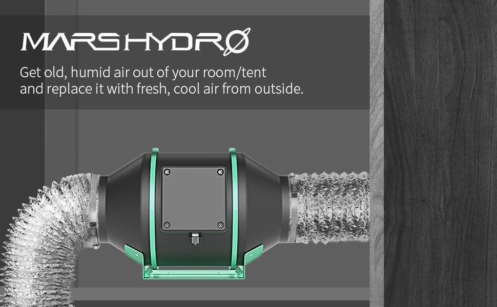 Extracteur d'air Mars Hydro 150mm avec Thermostat et Hygrostat