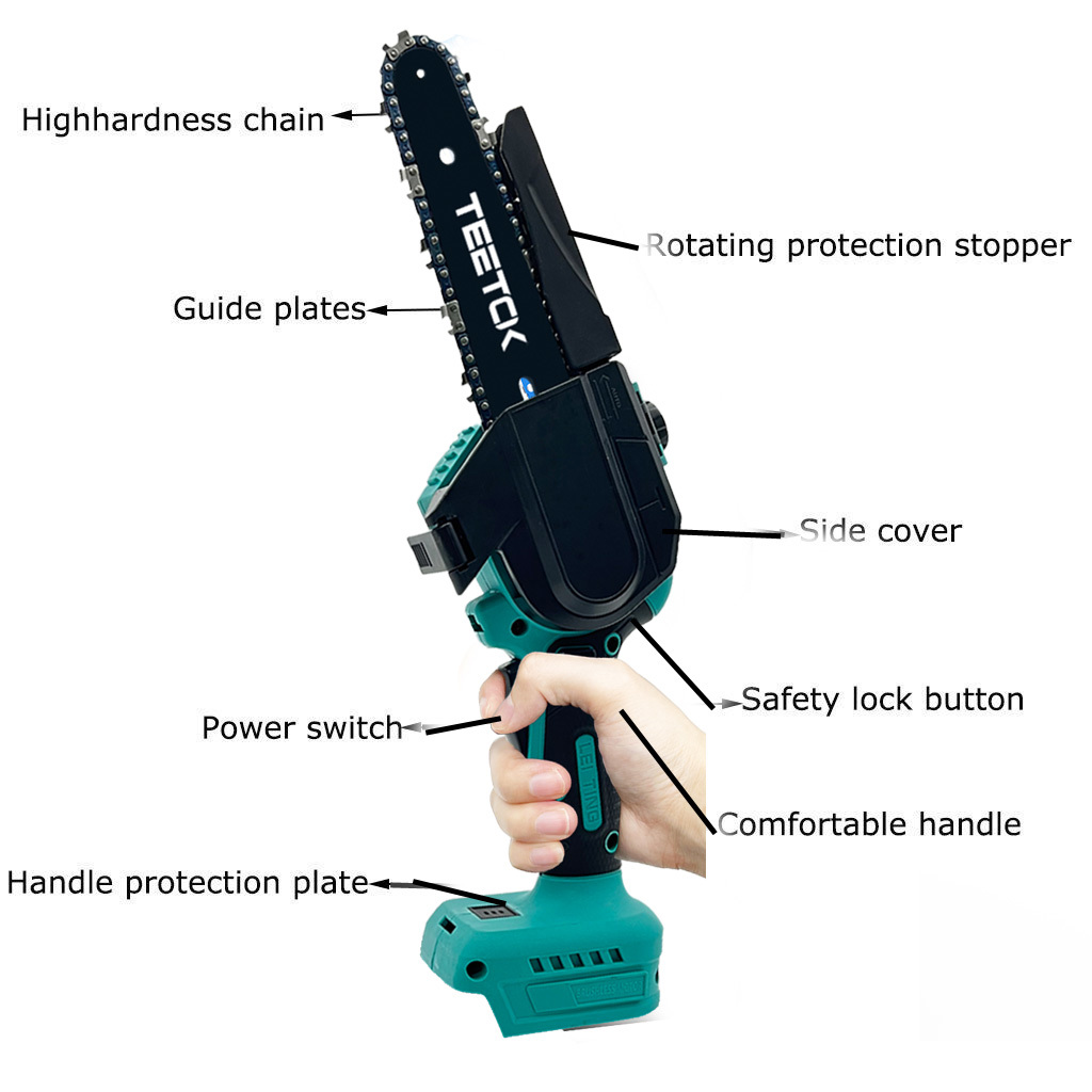 Mini Chainsaw Cordless 8 Inch with 2x5.5A Battery + Charger,brushless ...
