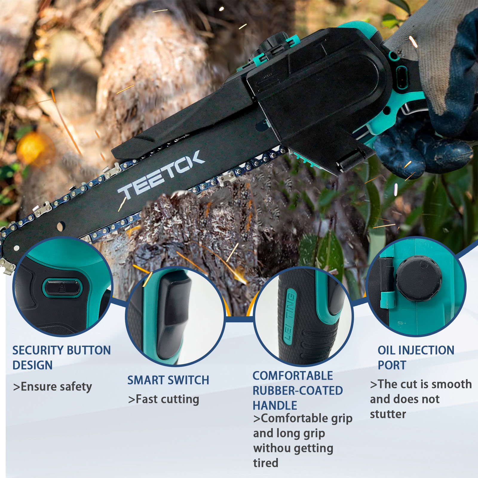 Mini Chainsaw Cordless 8 Inch with 2x5.5A Battery + Charger,brushless ...