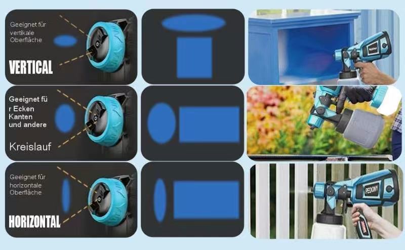 Cordless Paint sprayer can be adjusted to 3 different spray patterns