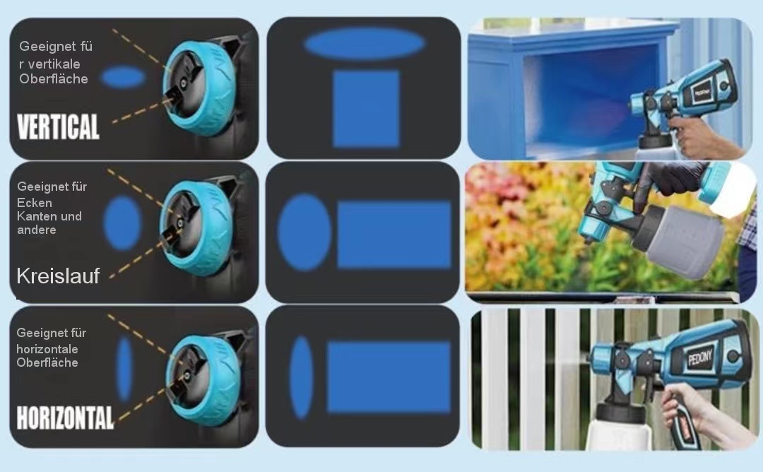 Cordless Paint sprayer can be adjusted to 3 different spray patterns
