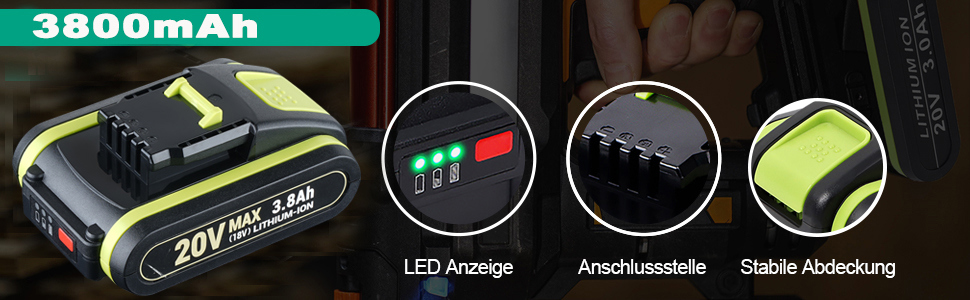 Batería de iones de litio de 20 V, 3,0 Ah/3000 mAh, de repuesto para Worx WA3551, WA3551.1