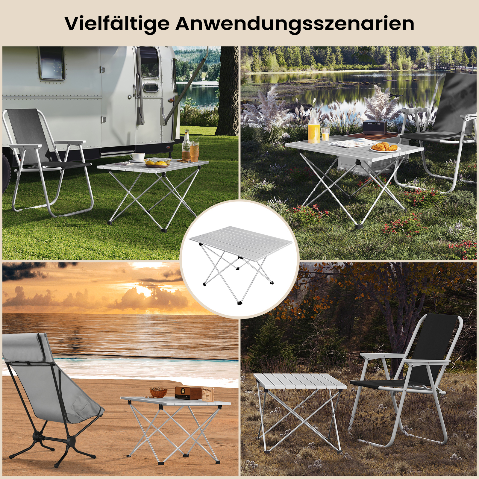WOLTU Campingtisch Alu Gartentisch klappbar Falttisch Ultra Leichte