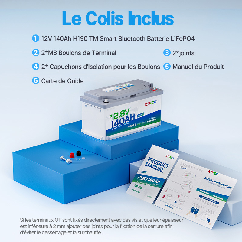 Batterie Lithium LiFePO4 Redodo 12V 50Ah - Légère (5.3kg), Charge Rapide, BMS 50A - Pour Camping-Car, Solaire, Pêche