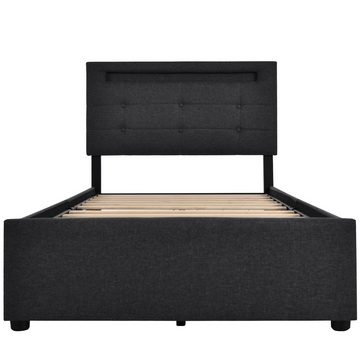 OKWISH Polsterbett (90x200cm(Ohne Matratze), 1-tlg., Bettgestell mit LED-Beleuchtung und 2 Schubladen), Höhenverstellbarem Kopfteil, Lattenrost aus Holz