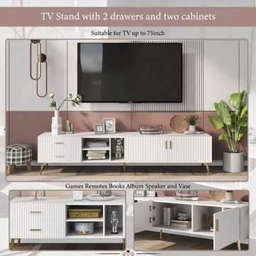 OKWISH TV-Schrank Lowboards, für 75-Zoll-Fernseher,TV-Boards Modernes Entertainment-Center, Medienkonsole (weiß)