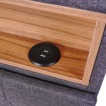 OKWISH letto imbottito letto matrimoniale con contenitore letto con rete a doghe senza materasso (grigio, 140x200 cm), con Ricarica USB e illuminazione LED