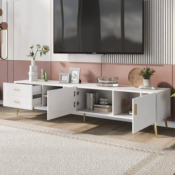 OKWISH TV-Schrank Lowboards, für 75-Zoll-Fernseher,TV-Boards Modernes Entertainment-Center, Medienkonsole (weiß)