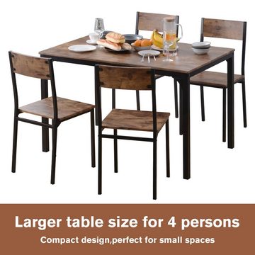 groupe de sièges groupe de salle à manger table à manger avec 4 chaises, (5 pièces), pour balcon & Salle à manger & Salon marron vintage