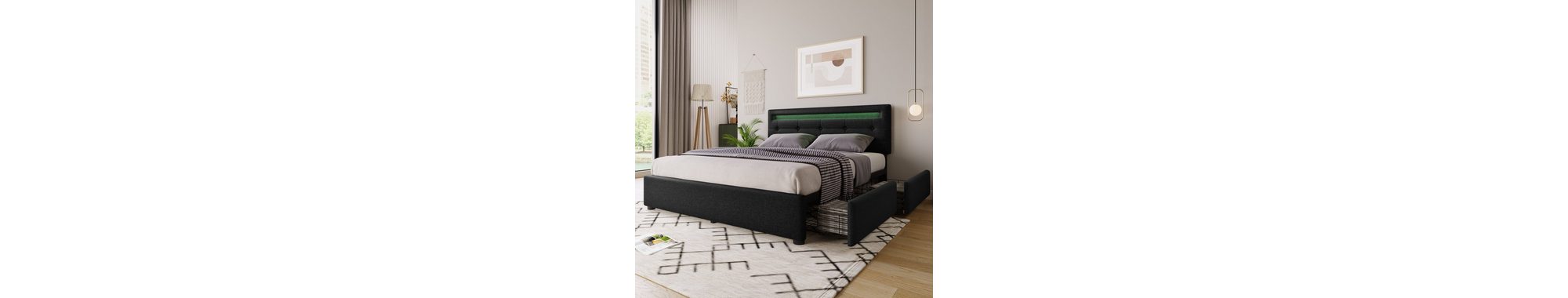 Letto imbottito OKWISH (140x200 cm compreso materasso, 2 pezzi)
