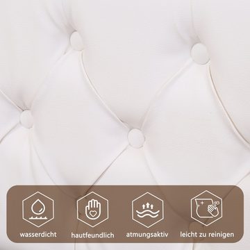 OKWISH Polsterbett Doppelbett Stauraumbett (Leder Bezug aus Hautfreundlicher Kunstleder), Funktionsbett mit Lattenrost und Stauraum, Mit LED-Beleuchtung