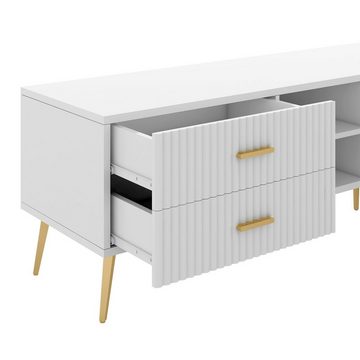 OKWISH TV-Schrank Lowboards, für 75-Zoll-Fernseher,TV-Boards Modernes Entertainment-Center, Medienkonsole (weiß)