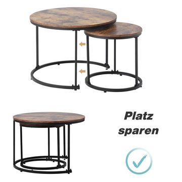 OKWISH Couchtisch Runder geschachtelter Beistelltisch Couchtisch (2-St)