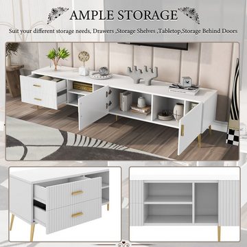 OKWISH TV-Schrank Lowboards, für 75-Zoll-Fernseher,TV-Boards Modernes Entertainment-Center, Medienkonsole (weiß)
