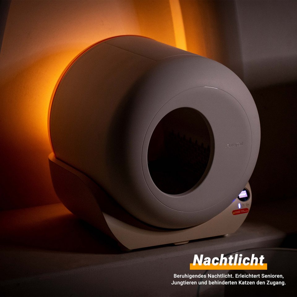 OKWISH Katzentoilette Automatische Selbstreinigende Katzentoilette, mit Sensor, App-Steuerung, Nachtlicht, abnehmbarer Trommel