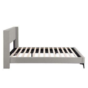 OKWISH letto imbottito letto matrimoniale con rete a doghe senza materasso (lino 180x200 cm)
