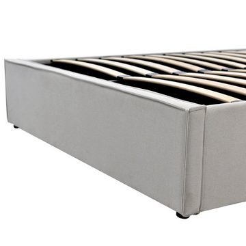 OKWISH Polsterbett Hydraulisches, 140x200cm,mit Lattenrost aus Metallrahmen, Inklusive Matratze