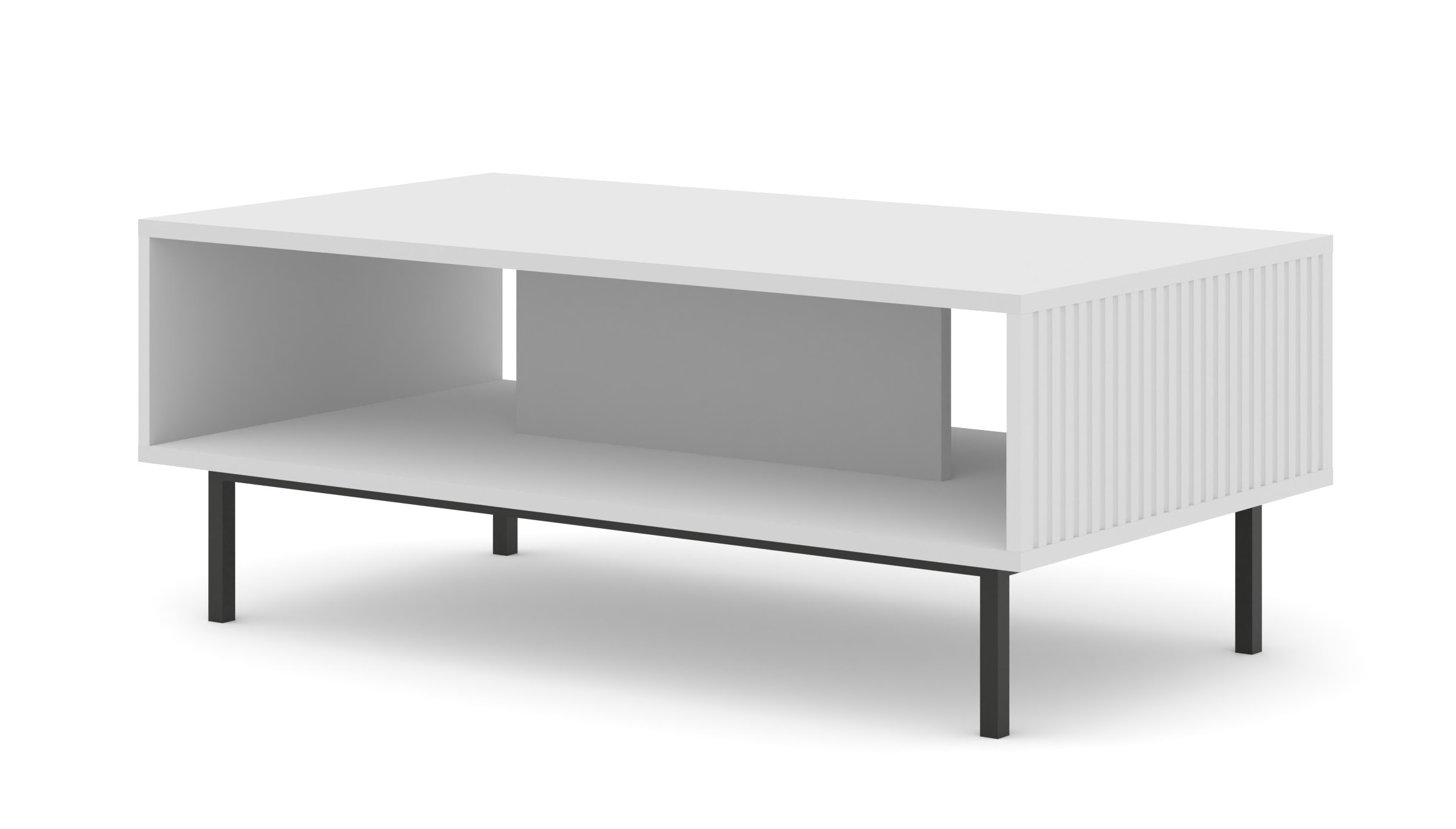 Raumhirsch Table basse 90x45x60 cm Avec rangement blanc / blanc / noir – vue principale