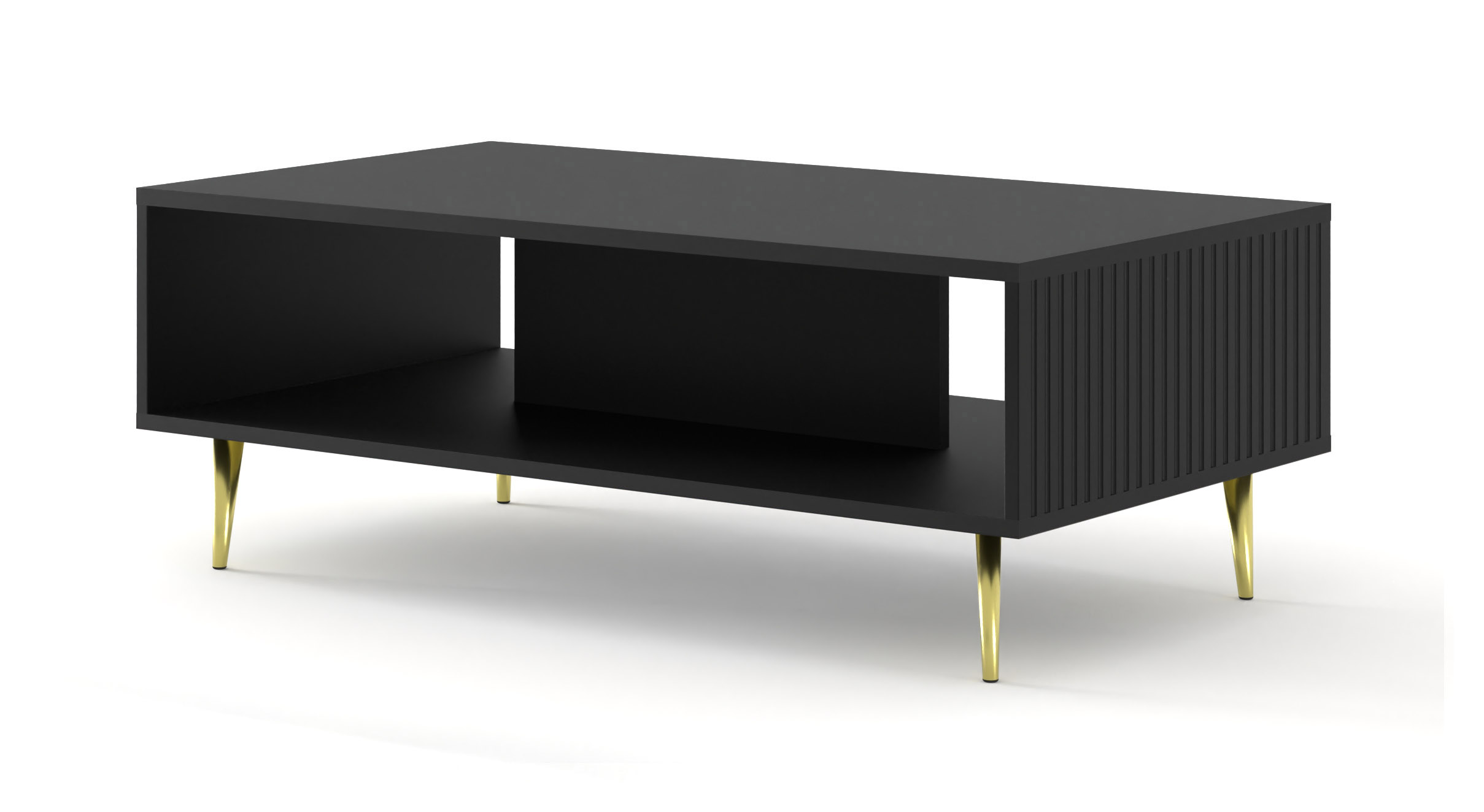 Raumhirsch Table basse 90x43x60 cm Avec rangement noir / noir / doré – vue principale