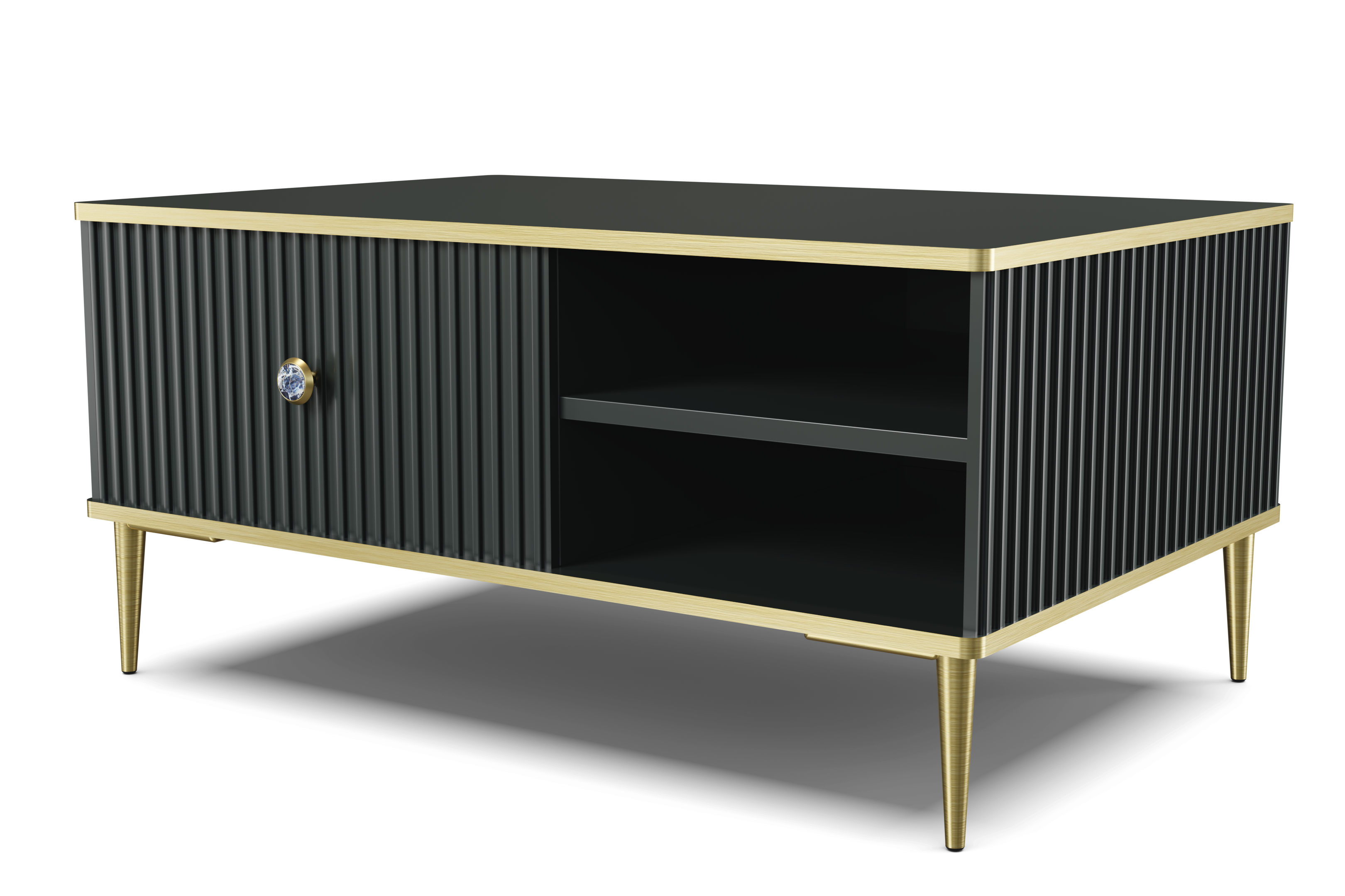 Raumhirsch Table basse 90x43x60 cm Avec tiroir Avec rangement noir / doré – vue principale