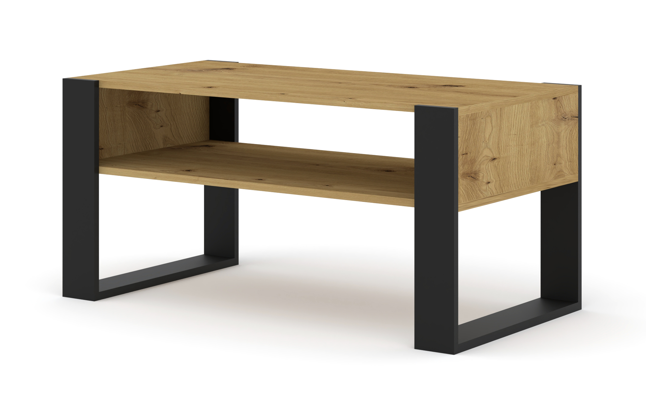 Raumhirsch Table basse MONDI 100x47,5x50 cm Avec rangement chêne Artisan / noir – vue principale